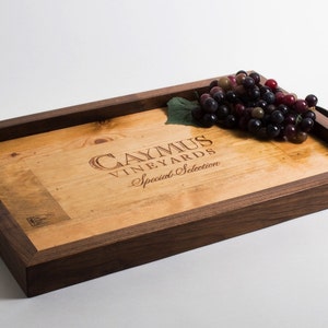 Serving Tray - Wood Wine Box - Caymus Vineyard - Coffee Table Tray - Reclaimed Wood - Housewarming Gift - Realtor Gift