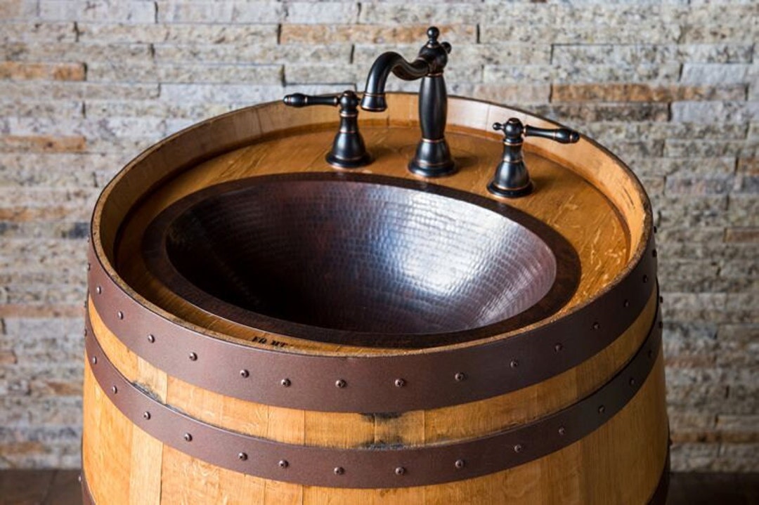 Bathroom Vanity Wine Barrel Vanity Wood Bathroom Vanity Hammered Copper