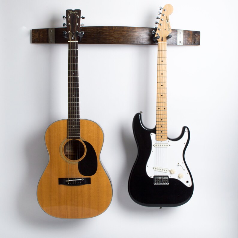 Wine Barrel Double Guitar Rack Dark Walnut Finish Etsy