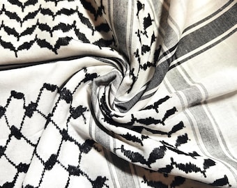 Kufiya bianca e nera realizzata in Palestina - L'unica kefiah originale