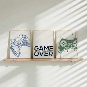 set of 3 gamer prints wall art | video games boys room decor | game room decor | digital prints | printable posters | gamer gifts