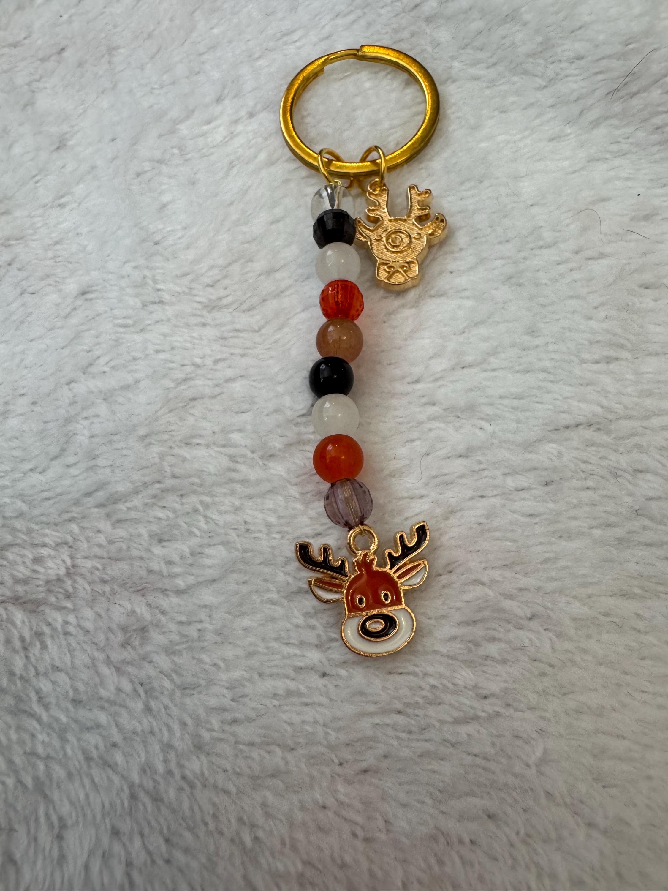 Beaded Christmas Keychain With Gold Snowflake Charm. - Etsy