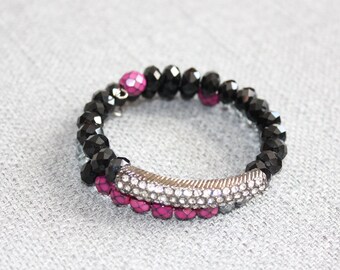 bracelet, bracelet rigide, bracelet mémoire, bijou femme, cadeau pour elle, chic, perle, cristal, fait au quebec, mariage, classique