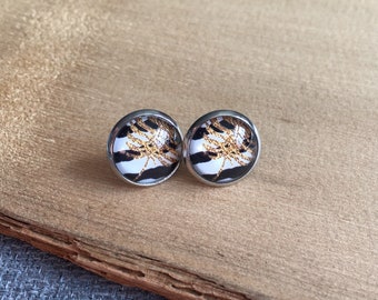 boucles d'oreilles, sur tige, clous d'oreilles, clous et puces, stud, puce d'oreille, feuille monstera, hippie chic, bohème, bijou ligné
