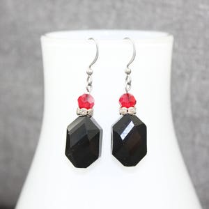Ohr, Crystal schwarz, rot, Edelstahl-Schleife, lange häkeln, Mode, Juwel, Anhänger, Ohrringe von chirurgischen