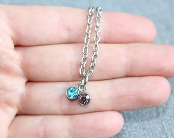 collier, pierre de naissance, bijou naissance, acier inoxydable, cadeau mamie, cadeau maman, collier personnalisé, collier enfant, quebec