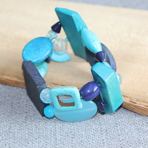 elastischearmband, Doppelarmband, Farbe, Marineblau, Metallarmband, imposante Armband, hergestellt in Quebec, Armband für Frauen, nautische