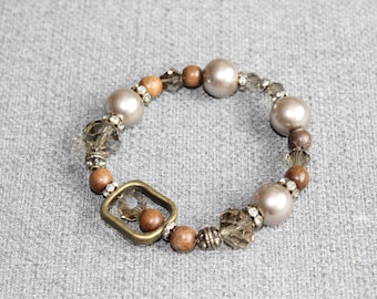 bracelet, bracelet élastique, bijou femme, cadeau pour elle, chic, perle, cristal, fait au quebec, mariage, bois, classique, perle, brillant