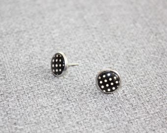 orecchini su stelo, pois gioiello, orecchini, piccoli orecchini, acciaio inossidabile, cabochon, realizzato in Quebec, piselli