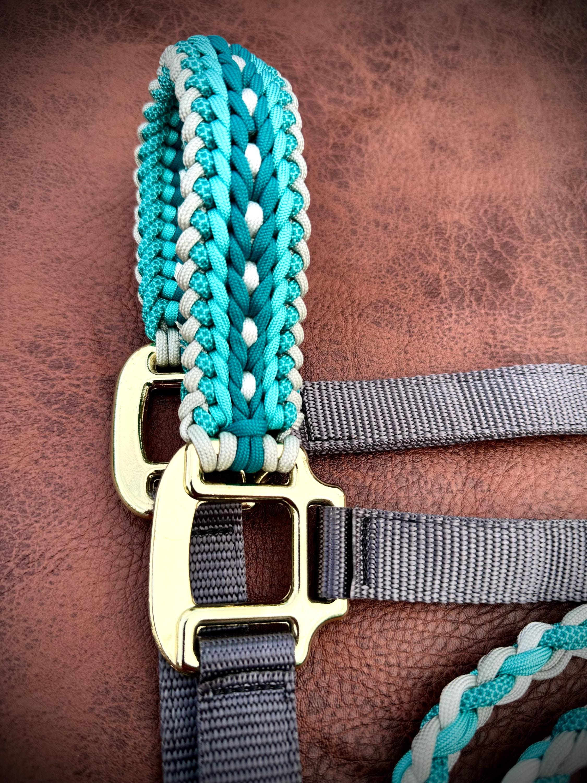 Teal, Turquoise, and Gray Custom Braided Halter With Matching Lead Rope ...