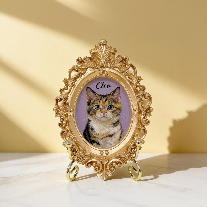 Custom Hand-Painted Pet Portrait in Vintage Frame – Pet Memorial Gift, Dog Memorial Gift, Cat Memorial Keepsake, pet memorial gift image 7