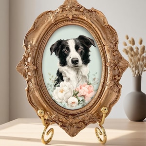 Handgemaltes Tierportrait vom Foto – Individueller Hund, Katze & andere Haustiere im Vintage-Goldrahmen – Erinnerung oder Geschenk