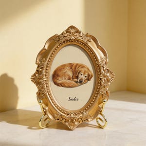 Custom Hand-Painted Pet Portrait in Vintage Frame – Pet Memorial Gift, Dog Memorial Gift, Cat Memorial Keepsake, pet memorial gift image 8