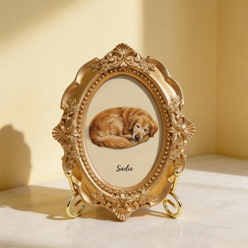Custom Hand-Painted Pet Portrait in Vintage Frame – Pet Memorial Gift, Dog Memorial Gift, Cat Memorial Keepsake, pet memorial gift image 8