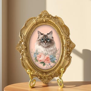 Mini Pet Portrait from Photo – Custom Pet Memorial Painting with Frame, Dog Cat Remembrance Art, Personalized Pet Loss Gift