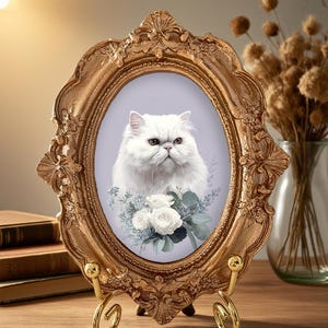Handgemaltes Tierportrait vom Foto – Individueller Hund, Katze & andere Haustiere im Vintage-Goldrahmen – Erinnerung oder Geschenk