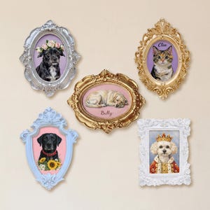 Ritratto personalizzato di un animale domestico dipinto a mano in cornice vintage: regalo commemorativo per animali domestici, regalo commemorativo per cani, ricordo commemorativo per gatti, regalo commemorativo per animali domestici