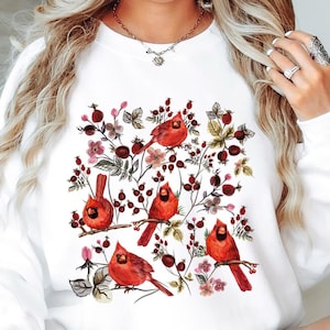 Cardinal Sweatshirt, Bird Lover Gift, Cardinal Bird Shirt, Red Cardinal Bird, Bird Sweatshirt, Bird Watching Gift, Bird Watcher Sweater