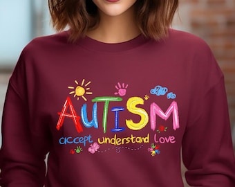 Brushstroke Autism Sweatshirt, Autism Awareness Shirt, Autism Puzzle Pieces Shirt, Autism Sweatshirt, Autism Month Tee, Autism Support Shirt