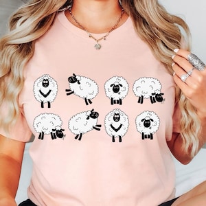 Sheep T-Shirt, Cute Sheeps Shirt, Funny Sheep Kid Shirt, Farm Animal Shirt, Sheep Lover Shirt, Sheep Shirt Gift, Sheep Women Shirt,Lamp Farm