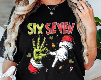 Comfort Colors® Six Seven Christmas Shirt, Viral 6 7 Meme Tee, Funny Xmas Graphic T-shirt, Social Media Humor Holiday Shirt, Six Seven Shirt