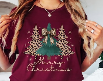 Leopard Christmas Shirt, Merry Christmas Shirt,Leopard Christmas Tree,Cheetah Christmas Shirt,Buffalo Plaid Christmas Shirt,Womens Christmas