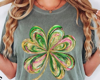 Comfort Colors® Retro Shamrock Shirt, Womens Shenanigans Sweatshirt, Cute St Patricks Day Shirt, Lucky Shirt, Irish Shirt, Four Leaf Clover