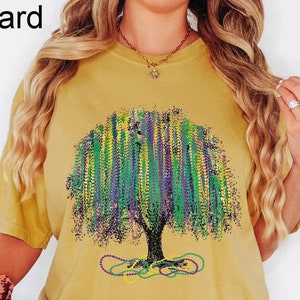 Comfort Colors® Mardi Gras Tree shirt, Watercolor Mardi Gras Bead Tree Tee, Mardi Gras Carnival Shirt, Mardi Gras Fat Tuesday Gift, NOLA