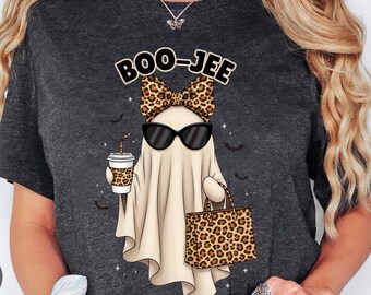 Boo-Jee Ghost Shirt, Leopard Ghost Tee, Ghost Coffee Shirt, Funny Fall Shirt, Ghost Tee, Girly Halloween Gift, Boojee Shirt, Halloween Party