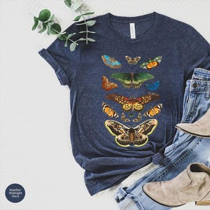 Moth Shirt, Cottagecore Shirt,Bug Shirt, Aesthetic Shirt,Insect Shirt, Moth Tees Cottage Core Shirt, Goblincore Clothing Dark Academia Shirt
