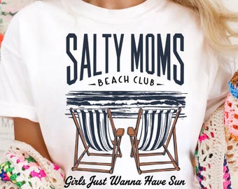 The Beach Club Shirt, Salty Moms, Trendy Summer Shirt, Aesthetic Beach Shirt, Retro Beach Girl Shirt, Funny Sarcastic Mom Tee, Mother's Day