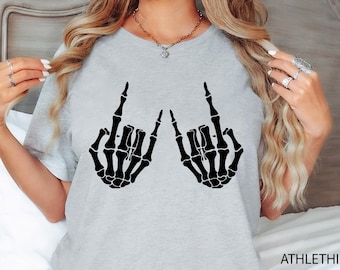 Skeleton Hand T-Shirt, Skeleton Shirt, Horror Gift, Skeleton Rock Tee, Rock and Roll Shirt, Halloween Shirt, Rock On Halloween, Skull Shirt