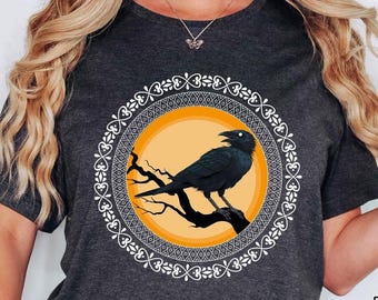 Raven Lover Shirt, Viking Scandinavian Tree Shirt, Viking Gift For Men,Raven Woman Shirt,Goth Raven Shirt, Bird Lover Shirt,Bird Crow Shirt