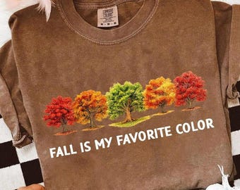 Comfort Colors® Fall Leaves Shirt, Fall Tree Shirt, Autumn Leaf T-Shirt, Womens Fall Shirt, Thanksgiving Gift, Autumn Tree Line Shirt, Fall