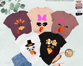 Cute Turkey Fall Thanksgiving Shirt, Thanksgiving Family Matching Shirt, Turkey Face Shirt, Funny Thanksgiving Shirt, Thanksgiving Women Tee