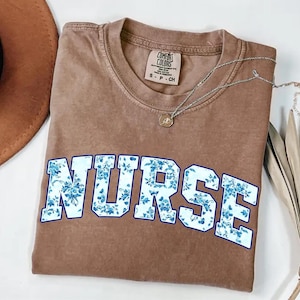 Comfort Colors® Nurse,Floral Shirt, Toile Nurse Shirt, RN Shirt, Nurse Graduation Gift, Nurse Week Shirt, Nurse Appreciation, Gift For Nurse