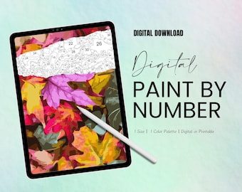 Fall Leaves Still Life Paint By Number Kit | Printable and Digital Download Art | Procreate or Notability | Adult and Kids