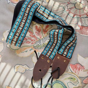 Handmade Ace Style Guitar Strap: Bohemian Hootenanny Pattern