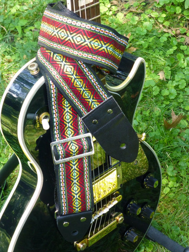 Guitar Strap Vintage Style Jacquard Trim Classic and Etsy