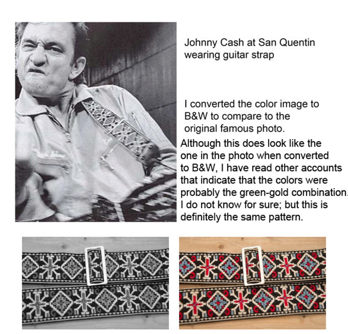 Vintage Johnny Cash Guitar Strap Famous The Etsy