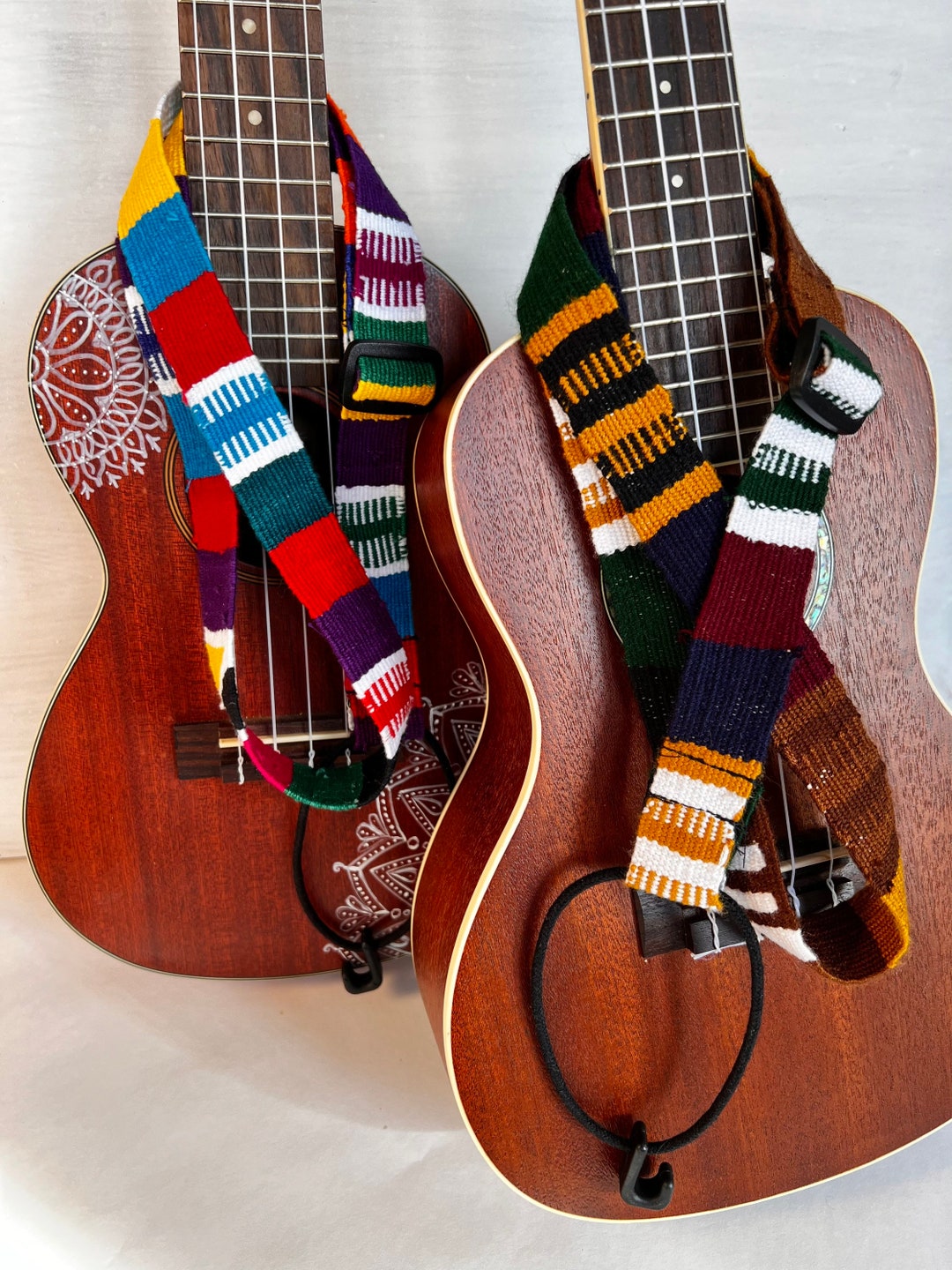 Ukulele Strap Neck Loop 2 Colorways Earthtone Browns or Rainbow Stripes