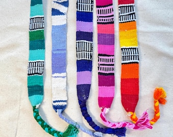 Handwoven Guatemalan Toto belts, tassel ends, Special Colors! belt, hat or trim fabric