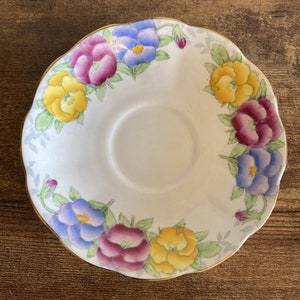 ROYAL ALBERT Teacup Saucer Replacement Pansy Pattern Beautiful Flowers England