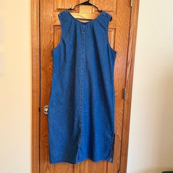 american flag denim dress Expressions Vintage Denim Dress American Flag Patch Cotton Size 8