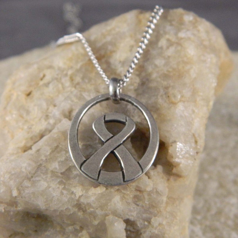 Courage Breast Cancer Ribbon Necklace image 4