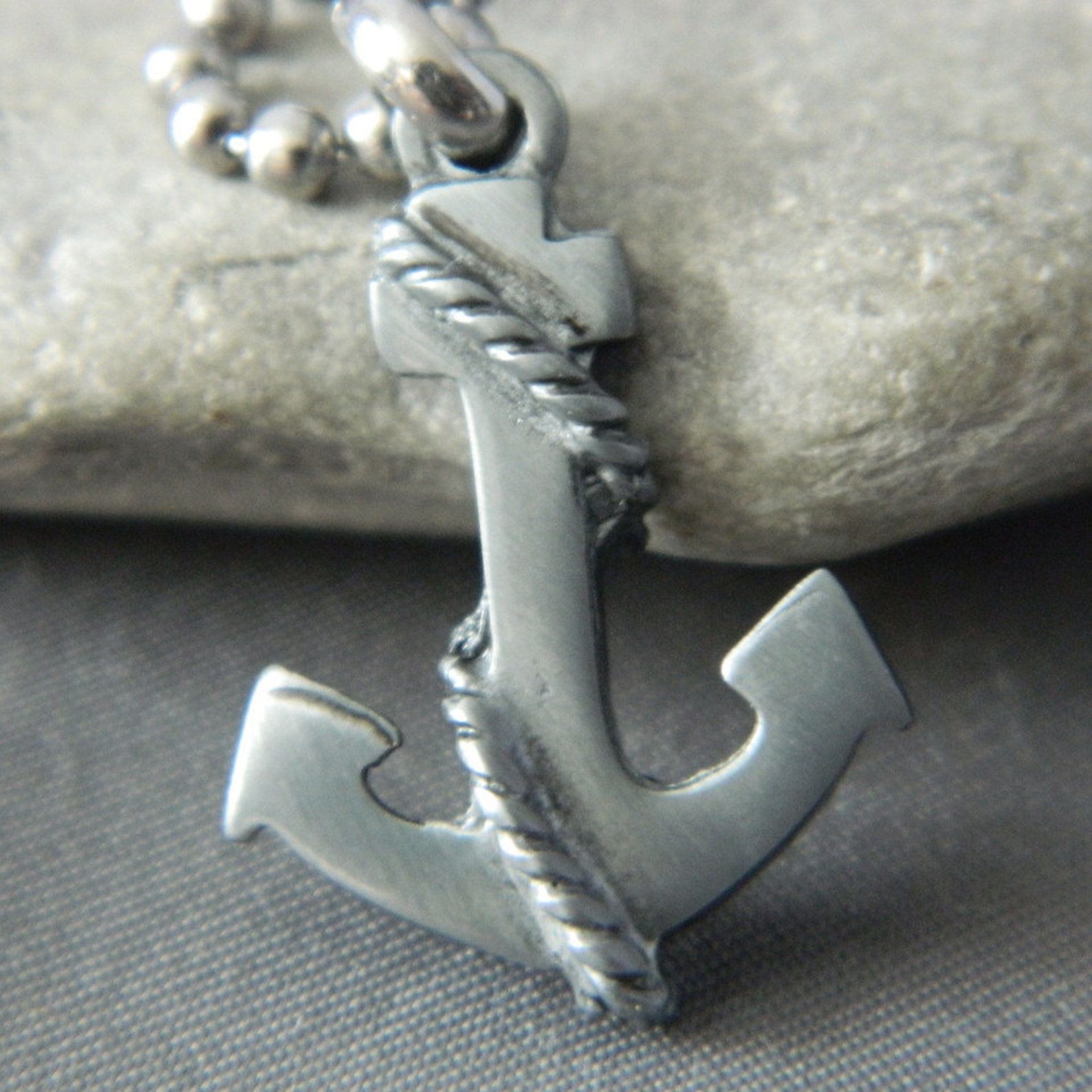 Pewter Anchor Necklace Etsy