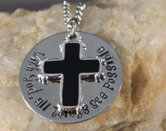 With God, All Things are Possible with Black Silver Decorative Cross