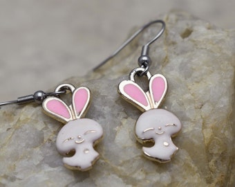 Cute Rabbit Enameled Earrings