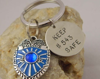 Blue Police Badge Keep Officer Safe Keychain