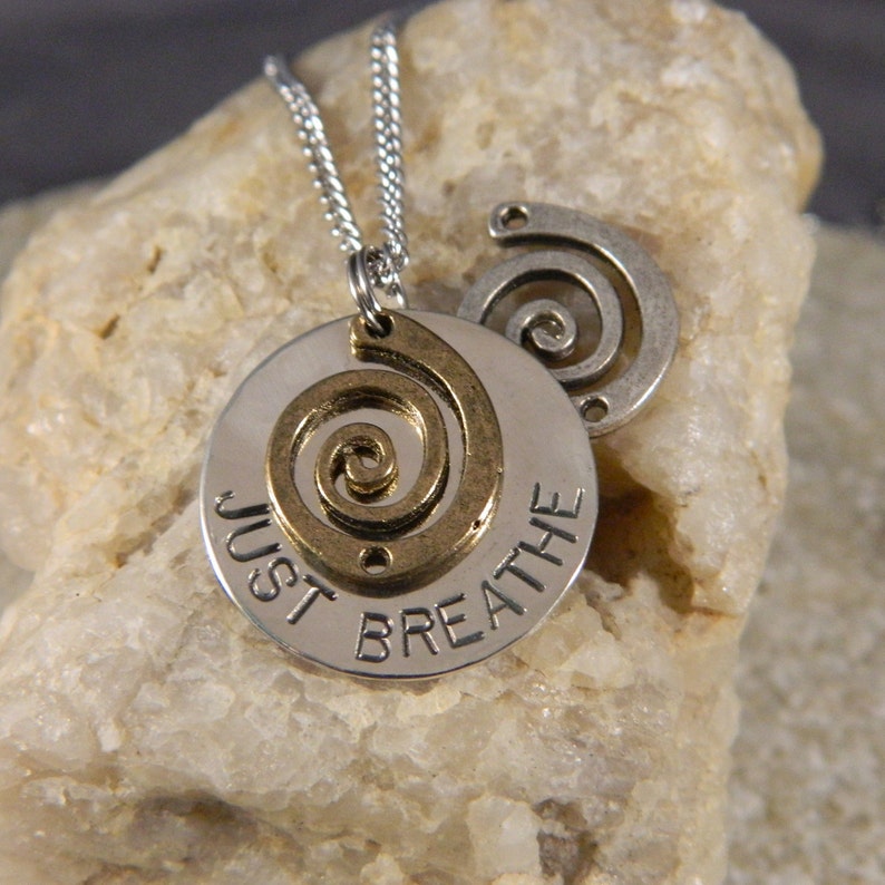 Just Breathe Inspirational Necklace | Etsy
